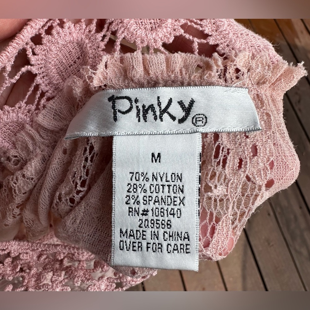 💗Boho PINK Wide open sleeves shoulder to waist Lace Top. Lightweight Embellish - Picture 6 of 7